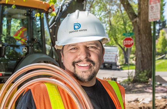 Denver Water employee during construction